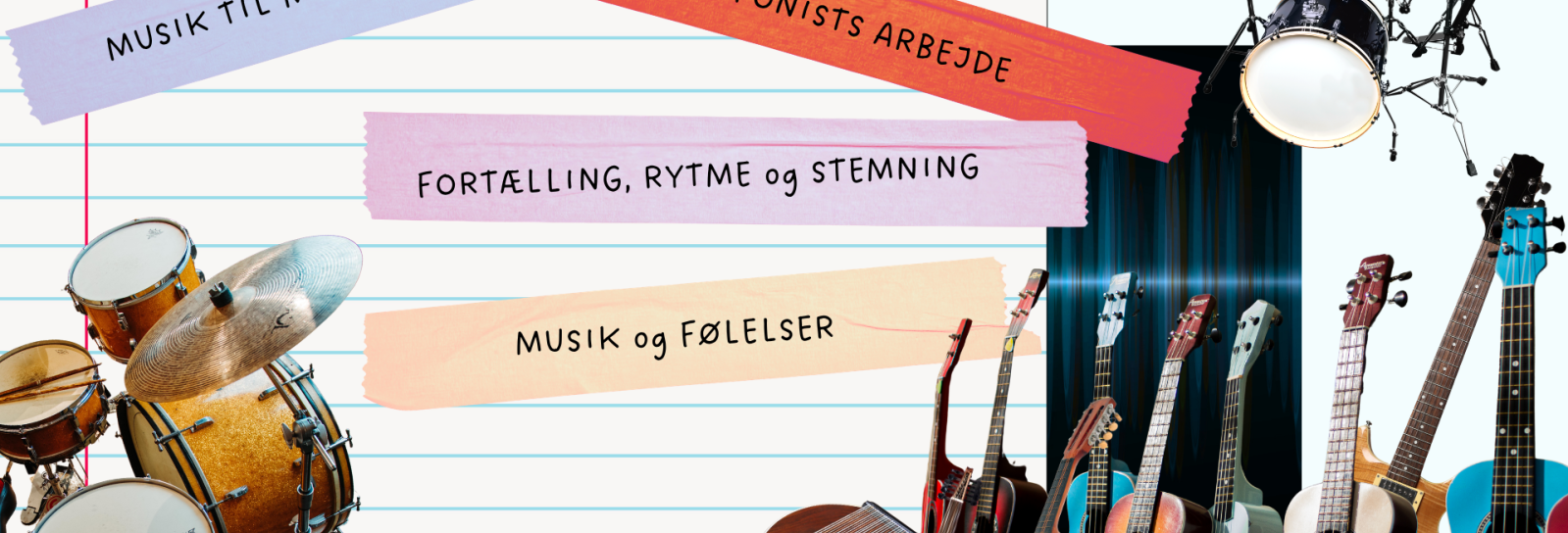 Notesblok, instrumenter samt digital tone