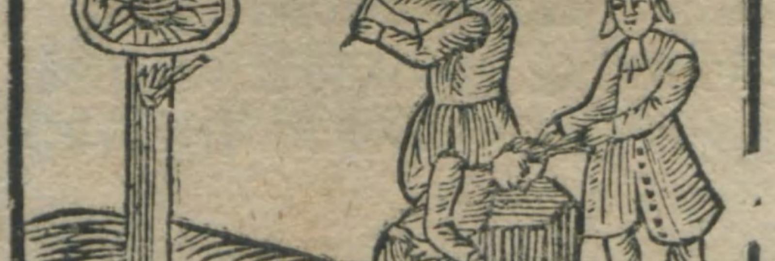 Tegning der viser halshugning af ung kvinde